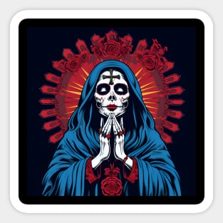 Day Of The Dead - Praying La Calavera Catrina - Santa Muerte Sticker